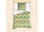 Abakuhaus Set Copripiumino Con Caricatura Per Letti Singoli, Smile Nature Elements, Antiacaro, Adatto A Chi Soffre Di Allergie, Con Federa, 135 Cm X 200 Cm - 80 X 80 Cm, Multicolore