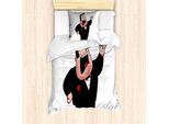Abakuhaus Set Copripiumino Per Letto Singolo, Cartoon Singer Mann In Smoking, Antiacaro, Adatto A Chi Soffre Di Allergie, Con Federa, 135 Cm X 200 Cm - 80 X 80 Cm, Nero Vermiglio