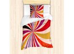 Set Copripiumino Retrò Abakuhaus, Illustrazione Con Effetto Sunburst In Stile Grunge O Vortice Astratto A Strisce Galattiche, 135 X 200 Cm + 80 X 80 Cm, Multicolore