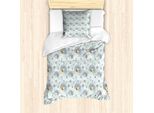 Abakuhaus Set Copripiumino Per Letti Singoli, Motivo Botanico Astratto, Antiacaro, Adatto A Chi Soffre Di Allergie, Con Federa, 135 Cm X 200 Cm - 80 X 80 Cm, Turchese Ceil Blau