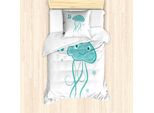 Abakuhaus Set Copripiumino Per Letto Singolo, Lettera J-Cartoon-Animale, Antiacaro Adatto A Chi Soffre Di Allergie Con Federa, 135 Cm X 200 Cm - 80 X 80 Cm, Seafoam Seafoam Scuro