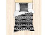 Abakuhaus Set Copripiumino Azteco Per Letti Singoli, Motivi Aborigeni Monocromatici, Antiacaro, Adatto A Chi Soffre Di Allergie, Con Federa, 135 Cm X 200 Cm - 80 X 80 Cm, Grigio Antracite Bianco