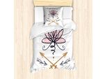 Abakuhaus Set Copripiumino Bohemien Per Letti Singoli, Lotus And Arrows Sketch, Antiacaro, Adatto A Chi Soffre Di Allergie, Con Federa, 135 Cm X 200 Cm - 80 X 80 Cm, Rosa Blu Scuro Grigio