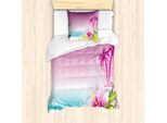 Abakuhaus Luau Set Copripiumino Per Letti Singoli, Motivo A Onde Hibiscus Palms, Antiacaro, Adatto A Chi Soffre Di Allergie, Con Federa, 135 Cm X 200 Cm - 80 X 80 Cm, Fucsia Chiaro Multicolore