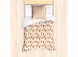 Abakuhaus Set Copripiumino Per Letti Singoli, Motivo Astratto Con Foglie Autunnali, Antiacaro E Anallergico, Con Federa, 135 Cm X 200 Cm - 80 X 80 Cm, Avorio E Multicolore