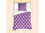 Abakuhaus Set Copripiumino Per Letti Singoli, Motivi Vivaci A Onde Vorticose, Antiacaro E Anallergico, Con Federa, 135 Cm X 200 Cm - 80 X 80 Cm, Magenta Multicolore