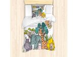Abakuhaus Set Copripiumino Per Letti Singoli, Cartoon Jungle Friends Fauna, Antiacaro, Adatto A Chi Soffre Di Allergie, Con Federa, 135 Cm X 200 Cm - 80 X 80 Cm, Multicolore
