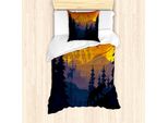 Abakuhaus Set Copripiumino Peak Lion Per Letti Singoli, Paesaggio Naturale Selvaggio, Antiacaro, Adatto A Chi Soffre Di Allergie, Con Federa, 135 Cm X 200 Cm - 80 X 80 Cm, Multicolore