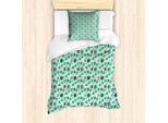 Abakuhaus Set Copripiumino Philodendron Per Letti Singoli, Foglie E Cuori Artistici, Antiacaro, Adatto A Chi Soffre Di Allergie, Con Federa, 135 Cm X 200 Cm - 80 X 80 Cm, Verde Giada Multicolore