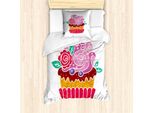 Set Copripiumino Abakuhaus Per Letti Singoli, Tasty Blueberry Cake Cream, Antiacaro, Adatto A Chi Soffre Di Allergie, Con Federa, 135 Cm X 200 Cm - 80 X 80 Cm, Pale Fuchsia Multicolor