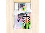 Abakuhaus Set Copripiumino Arcobaleno Zebra Per Letti Singoli, Animali Safari A Strisce, Antiacaro, Adatto A Chi Soffre Di Allergie, Con Federa, 135 Cm X 200 Cm - 80 X 80 Cm, Multicolore Grigio Antracite