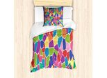 Set Copripiumino Abakuhaus Mosaic Per Letti Singoli, Celle Irregolari Colorate, Antiacaro, Adatto A Chi Soffre Di Allergie, Con Federa, 135 Cm X 200 Cm - 80 X 80 Cm, Multicolore