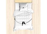 Abakuhaus Uccello Sul Filo Metallico Set Copripiumino Per Letti Singoli, Tema Simple Love, Antiacaro, Adatto A Chi Soffre Di Allergie, Con Federa, 135 Cm X 200 Cm - 80 X 80 Cm, Grigio Antracite E Bianco