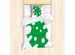 Abakuhaus Set Copripiumino Per Letto Singolo Philodendron, Motivo Foglie Tropicali, Antiacaro E Anallergico, Con Federa, 135 Cm X 200 Cm - 80 X 80 Cm, Verde Bianco