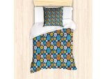 Set Copripiumino Abakuhaus Per Letti Singoli, Motivo Floreale Folcloristico, Antiacaro, Adatto A Chi Soffre Di Allergie, Con Federa, 135 Cm X 200 Cm - 80 X 80 Cm, Blu Notte Multicolore
