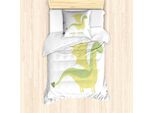 Abakuhaus Set Copripiumino Per Letti Singoli, Tipografia E Fantasia Dino, Antiacaro, Adatto A Chi Soffre Di Allergie, Con Federa, 135 Cm X 200 Cm - 80 X 80 Cm, Pistacchio Verde