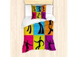 Set Copripiumino Abakuhaus Silhouette Per Letti Singoli, Colori Ballerini, Antiacaro, Adatto A Chi Soffre Di Allergie, Con Federa, 135 Cm X 200 Cm - 80 X 80 Cm, Multicolore Grigio Antracite