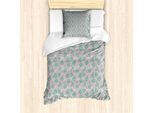 Abakuhaus Set Copripiumino Per Letto Singolo Philodendron, Fenicotteri E Foglie, Antiacaro, Adatto A Chi Soffre Di Allergie, Con Federa, 135 Cm X 200 Cm - 80 X 80 Cm, Grigio Multicolore