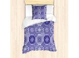 Abakuhaus Set Copripiumino Per Letti Singoli, Motivi Floreali Ritmici, Antiacaro, Adatto A Chi Soffre Di Allergie, Con Federa, 135 Cm X 200 Cm - 80 X 80 Cm, Lavanda Scuro Bianco