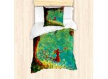 Abakuhaus Set Copripiumino Per Letto Singolo, Dipinto Con Scena Boschiva, Antiacaro, Adatto A Chi Soffre Di Allergie, Con Federa, 135 Cm X 200 Cm - 80 X 80 Cm, Multicolore