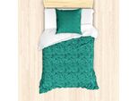 Abakuhaus Set Copripiumino Monstera Leaf Per Letti Singoli, Arte Hipster Jungle, Antiacaro, Adatto A Chi Soffre Di Allergie, Con Federa, 135 Cm X 200 Cm - 80 X 80 Cm, Dark Seafoam Dark Teal
