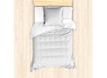 Set Copripiumino Abakuhaus Per Letti Singoli, Motivo Wall Street Monocromatico, Antiacaro E Anallergico Con Federa, 135 Cm X 200 Cm - 80 X 80 Cm, Grigio Chiaro E Bianco