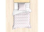 Abakuhaus Set Copripiumino Per Letto Singolo, Motivo Botanico A Pois Rotondi, Antiacaro E Anallergico, Con Federa, 135 Cm X 200 Cm - 80 X 80 Cm, Rosa Pastello E Grigio