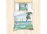 Abakuhaus Set Copripiumino Grafico Per Letti Singoli, Disegno Windsurf, Antiacaro, Adatto A Chi Soffre Di Allergie, Con Federa, 135 Cm X 200 Cm - 80 X 80 Cm, Multicolore