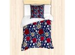 Abakuhaus Set Copripiumino Jacobean Per Letti Singoli, Romantico Motivo Floreale Botany Roses, Antiacaro E Anallergico, Con Federa, 135 Cm X 200 Cm - 80 X 80 Cm, Indaco E Multicolore