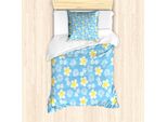 Set Copripiumino Abakuhaus Luau Per Letti Singoli, Freshening Morbido Tono Fiori, Antiacaro Adatto A Chi Soffre Di Allergie Con Federa, 135 Cm X 200 Cm - 80 X 80 Cm, Sky Blue Yellow