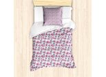 Abakuhaus Set Copripiumino Per Letti Singoli, Endemisch Blumen Branchen, Antiacaro, Adatto A Chi Soffre Di Allergie, Con Federa, 135 Cm X 200 Cm - 80 X 80 Cm, Malva Rosa Pallido Bianco