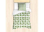Abakuhaus Set Copripiumino A Trifoglio Per Letti Singoli, Kobold-Hut E Shamrock, Antiacaro, Adatto A Chi Soffre Di Allergie, Con Federa, 135 Cm X 200 Cm - 80 X 80 Cm, Verde Oliva Arancione Pallido