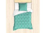Set Copripiumino Abakuhaus Per Letti Singoli, Motivo Grafico Art DéCo Monocromatico, Antiacaro E Anallergico, Con Federa, 135 Cm X 200 Cm - 80 X 80 Cm, Bianco Schiuma Di Mare