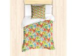 Abakuhaus Set Copripiumino Extraterrestre Per Letti Singoli, Scritta Doodle Beasts Wow, Antiacaro, Adatto A Chi Soffre Di Allergie, Con Federa, 135 Cm X 200 Cm - 80 X 80 Cm, Multicolore