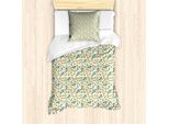 Abakuhaus Set Copripiumino Botanico Per Letti Singoli, Fiori Rigogliosi Ed Erbe Aromatiche, Antiacaro E Anallergico, Con Federa, 135 Cm X 200 Cm - 80 X 80 Cm, Avorio Seafoam