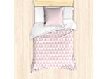 Abakuhaus Set Copripiumino Astratto Per Letti Singoli, Triangoli Retrò Monocromatici, Antiacaro E Anallergico Con Federa, 135 Cm X 200 Cm - 80 X 80 Cm, Rosa Chiaro E Bianco