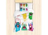 Abakuhaus Set Copripiumino Extraterrestre Per Letti Singoli, I Mostri Dal Volto Bizzarro, Antiacaro Adatto A Chi Soffre Di Allergie Con Federa, 135 Cm X 200 Cm - 80 X 80 Cm, Multicolore