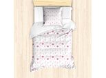Abakuhaus Set Copripiumino Per Letto Singolo Per San Valentino, Romantico Disegno Con Cuori Di Cupido, Antiacaro E Anallergico, Con Federa, 135 Cm X 200 Cm - 80 X 80 Cm, Rosa Sabbia Marrone