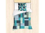 Abakuhaus Set Copripiumino Astratto Per Letti Singoli, Forme Rettangolari Moderne, Antiacaro, Adatto A Chi Soffre Di Allergie, Con Federa, 135 Cm X 200 Cm - 80 X 80 Cm, Multicolore