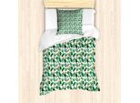 Abakuhaus Set Copripiumino Per Letto Singolo Philodendron, Fogliame Della Giungla, Antiacaro, Adatto A Chi Soffre Di Allergie, Con Federa, 135 Cm X 200 Cm - 80 X 80 Cm, Verde Cacciatore Verde Felce