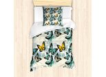Abakuhaus Set Copripiumino Per Letto Singolo, Silhouette Floreali E Falene, Antiacaro E Anallergico, Con Federa, 135 Cm X 200 Cm - 80 X 80 Cm, Multicolore Guscio D'uovo
