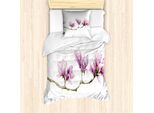 Abakuhaus Set Copripiumino Per Letti Singoli, Magnolia Su Un Ramo, Antiacaro, Adatto A Chi Soffre Di Allergie, Con Federa, 135 Cm X 200 Cm - 80 X 80 Cm, Pale Fuchsia Multicolor
