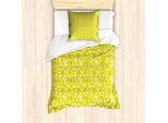 Abakuhaus Set Copripiumino Per Letti Singoli, Fiori E Foglie Di Campo, Antiacaro, Adatto A Chi Soffre Di Allergie, Con Federa, 135 Cm X 200 Cm - 80 X 80 Cm, Giallo Pallido, Bianco