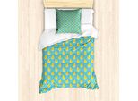 Abakuhaus Set Copripiumino Per Letto Singolo Yellow Bird, Cartoon Ducks, Antiacaro, Adatto A Chi Soffre Di Allergie, Con Federa, 135 Cm X 200 Cm - 80 X 80 Cm, Deep Sky Blue Senf