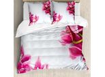 Set Copripiumino Abakuhaus, Orchidee Su Sfondo Semplice, Tema Relax Spa, 155 X 220 Cm + 80 X 80 Cm, Bianco Rosa