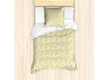 Abakuhaus Set Copripiumino Per Letto Singolo, Delizioso Motivo Agrumato, Antiacaro, Adatto A Chi Soffre Di Allergie, Con Federa, 135 Cm X 200 Cm - 80 X 80 Cm, Verde Salvia Chiaro Senape