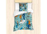 Set Copripiumino Abakuhaus Hipster Per Letti Singoli, Attività Invernali, Antiacaro, Adatto A Chi Soffre Di Allergie, Con Federa, 135 Cm X 200 Cm - 80 X 80 Cm, Arancione Seafoam