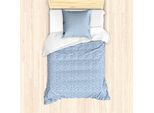 Set Copripiumino Abakuhaus Per Letti Singoli, Motivo Foglie Botaniche, Antiacaro, Adatto A Chi Soffre Di Allergie, Con Federa, 135 Cm X 200 Cm - 80 X 80 Cm, Blu Mare E Bianco