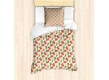 Abakuhaus Set Copripiumino Acquerello Con Motivo Vegetale Per Letti Singoli, Melograno, Antiacaro, Adatto A Chi Soffre Di Allergie, Con Federa, 135 Cm X 200 Cm - 80 X 80 Cm, Marrone Corallo