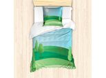 Abakuhaus Set Copripiumino Per Letto Singolo Con Motivo Golf, Sunny Day Feld, Antiacaro, Adatto A Chi Soffre Di Allergie, Con Federa, 135 Cm X 200 Cm - 80 X 80 Cm, Verde Blu